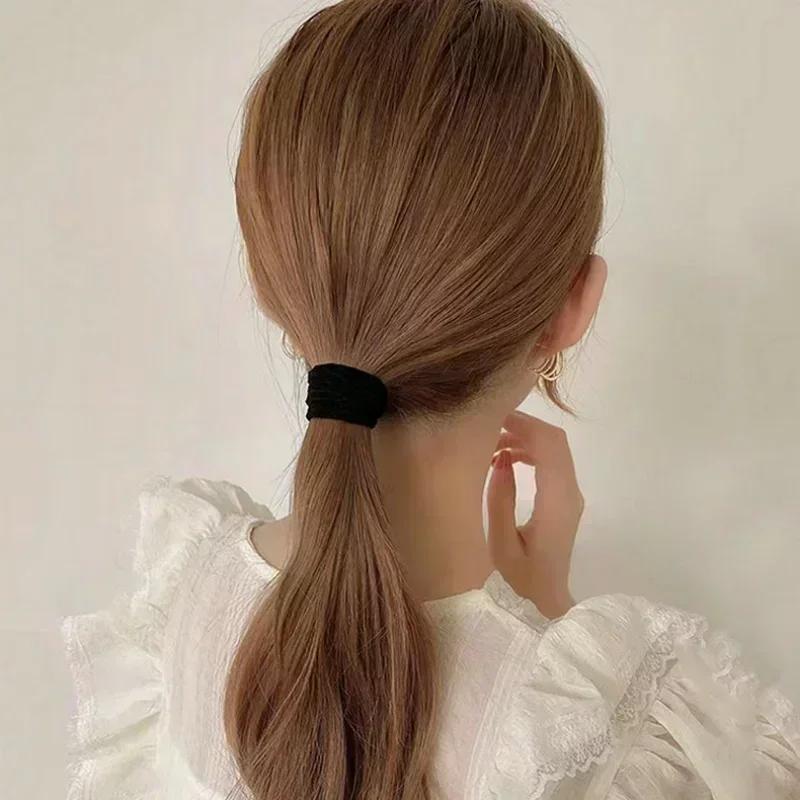 100pcs Black Basic Hair Bands Women Girls Simple High Elastic Headband Ties Rubber Ropes Scrunchies Ponytail Holders Accessories