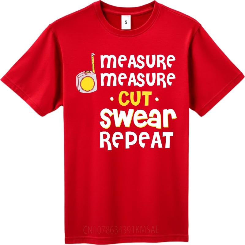 Solid Color Unisex O Neck tshirt Fashion Measure Measure Cut Swear Repeat Minimalist For Unisex Teeshirt summer teeshirt male tops S