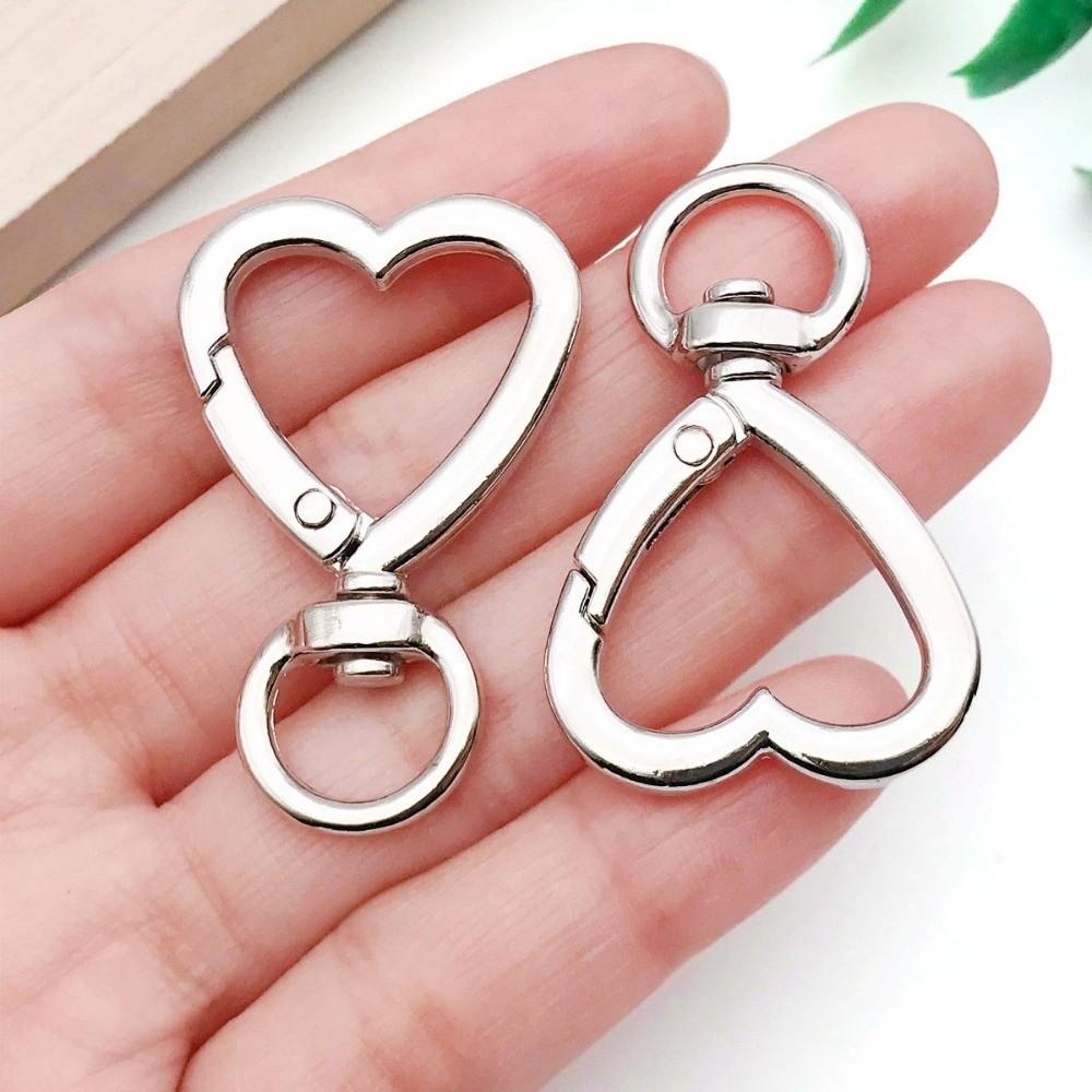 Alloy Material Heart Spring Gate Rings Heart Shape Rotation Design Openable Keychain Openable Feature Snap Closure