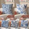 Classical Aesthetics Blue White Porcelain Pillow Case DoubleSided Plush Sofa Cushion Covers Organic Breathable Invisible Zipper