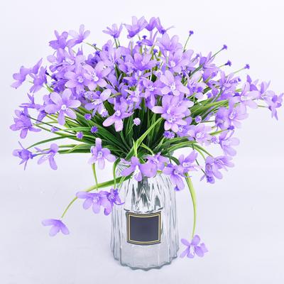 Artificial Orchid Flower Branch with Stem 7 Forks Home Wedding Party Faux Daffodil Floral Arrangement Indoor Outdoor Garden Decoration Photo Props