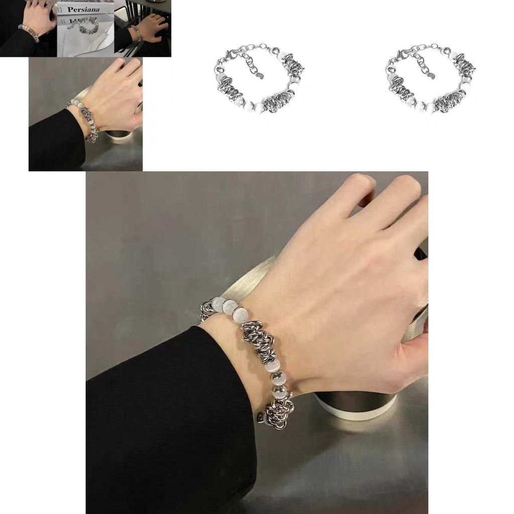 Delicate Cat Eye Stone Titanium Steel Bracelet Geometric Design Light Luxury Gift