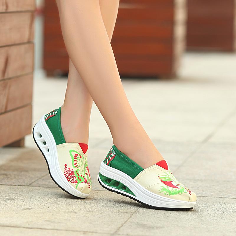 Fashion Women Canvas Sneakers Fashion Air Wedge Breathable Vulcanized Zapatos De Mujer Casual Loafers Comfortable Platform Sneakers