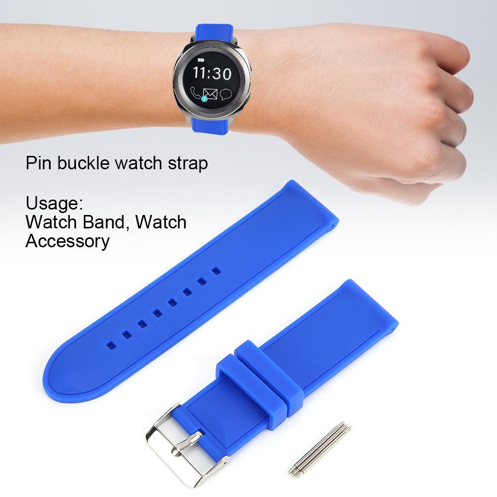 24mm Watch Band Silicone Pin Buckle Waterproof Sweat Proof Watch Strap