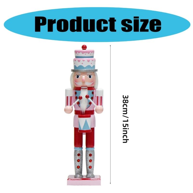 Collectible Wood Nutcrackers Puppet Decoration Desktop Shelf Ornaments 38cm Handmade Festive Nutcrackers Puppets