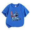Cute Winking Alien Character Print Kids Unisex 100% Cotton O-neck Short Sleeve T-shirt, Casual Soft Breathable Tee for Boys Girls Daily Wear Summer To