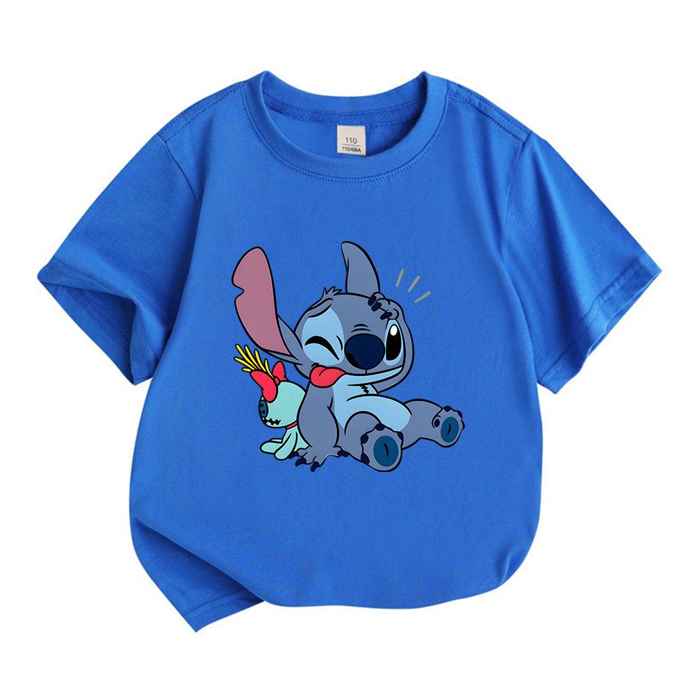 Cute Winking Alien Character Print Kids Unisex 100% Cotton O-neck Short Sleeve T-shirt, Casual Soft Breathable Tee for Boys Girls Daily Wear Summer To