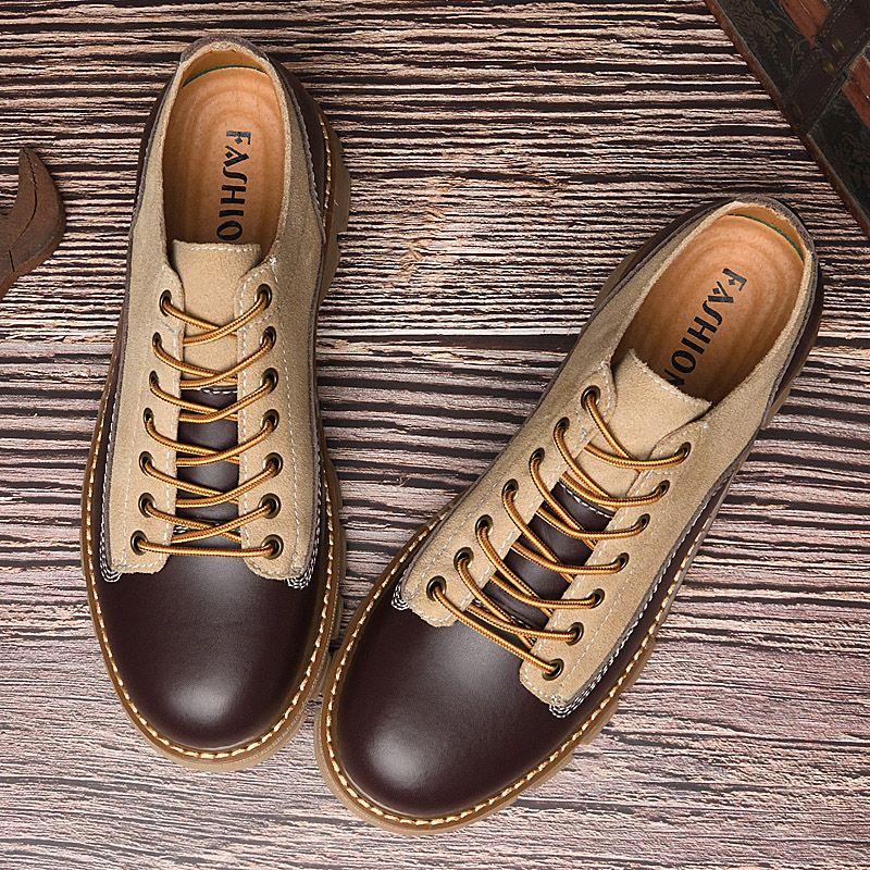 Genuine Leather Retro Tooling Men's Casual Leather Shoes Trendy