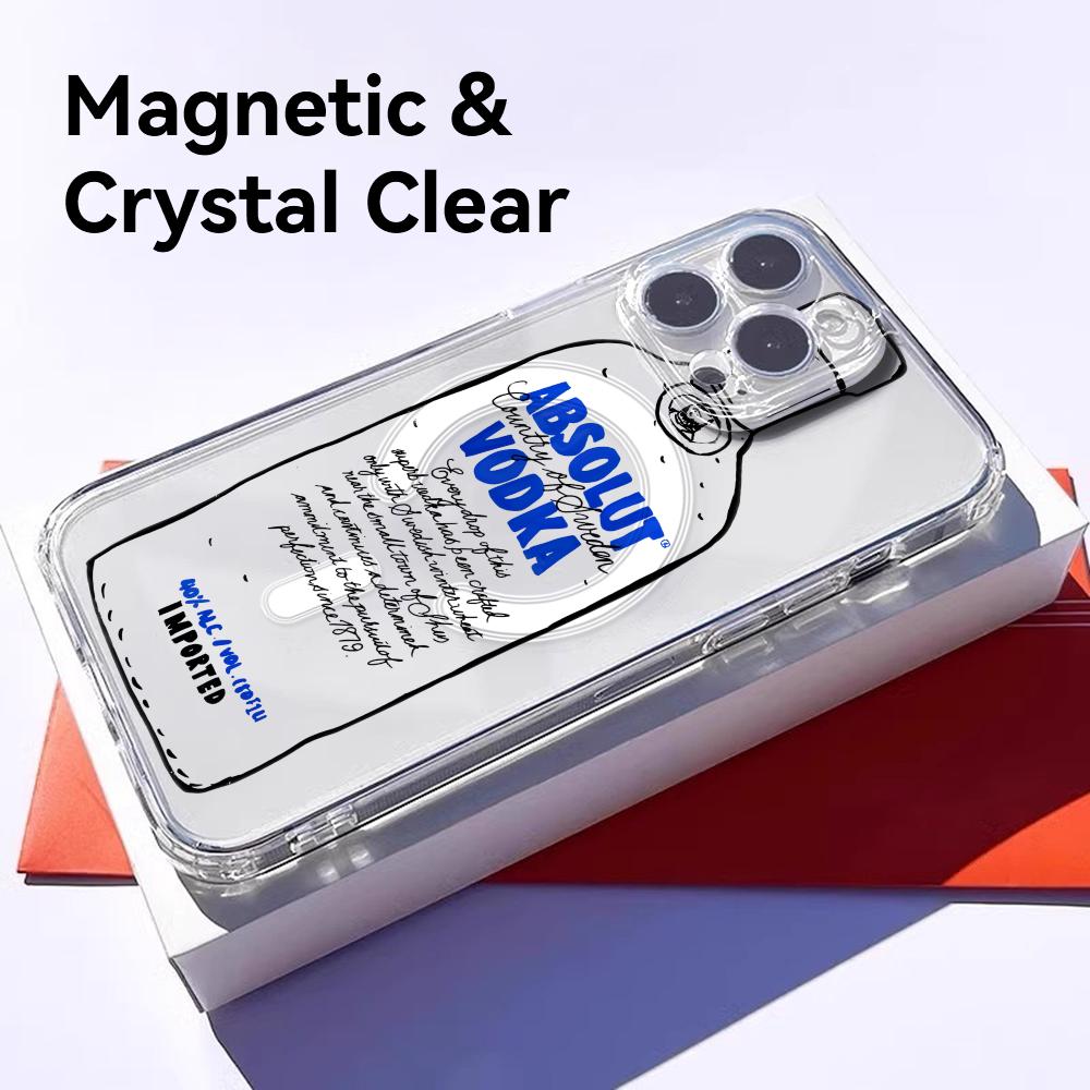 COOL A-AbsolutS V-VodkaS Phone Case For iPhone 17 16 15 14 13 12 Pro Max Plus With Magnetic Crystal Clear Case Wireless Charge