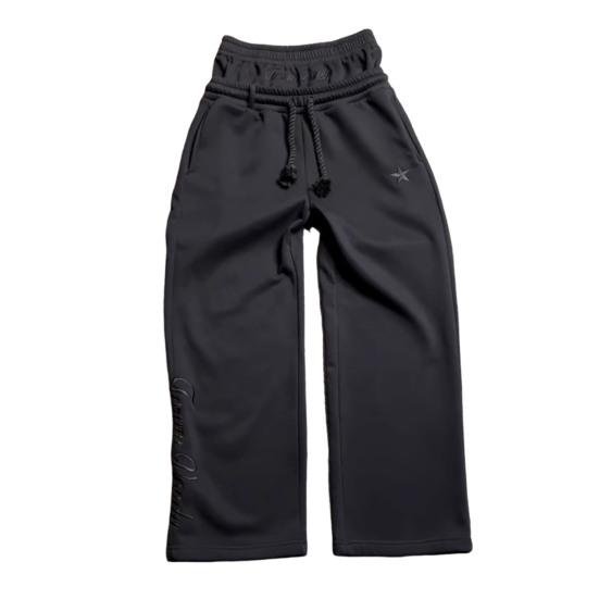 Men Casual Pants Elastic Waist Adjustable Drawstring Long Trousers with Pockets Fake Two Pieces
