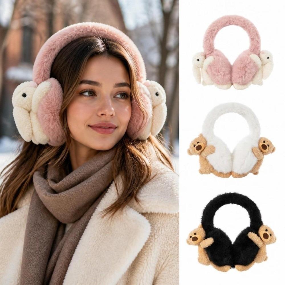 3D Plush Earmuffs Fluffy Faux Fur Ear Warmers Kawaii Windproof Ear Covers  For Women