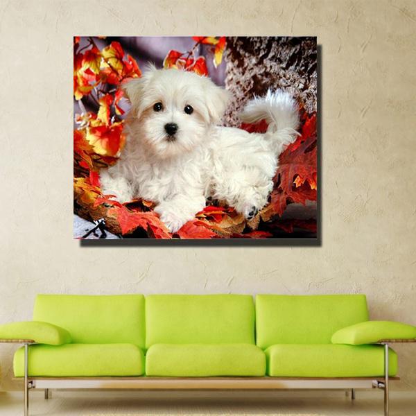 Drill 5d Round Diy Full Diamond Painting "animal Dog" Handmade 3d Embroidery Set Cross Stitch Mosaic