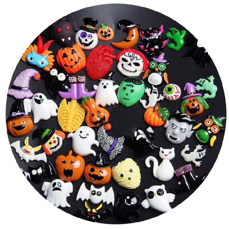 Pumpkin Ghost Skull Witch Hat Flat Back Cabochon Art Supply Decoration