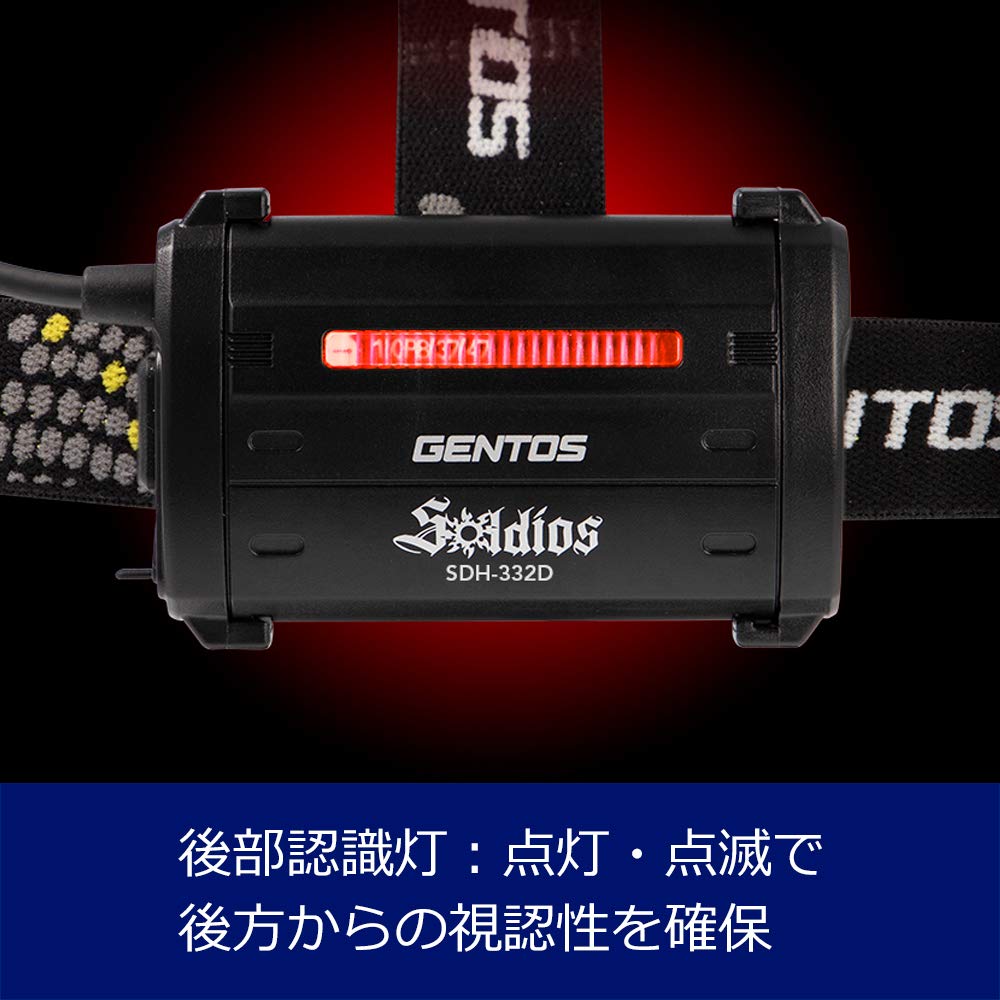 GENTOS SOLDIO LED Headlight Lumens Run Time High Color Rendering Warm LED Rear Recognition Requires 3 AA ANSI Head W x D x H SDH-332D [400 / 6-Hour /