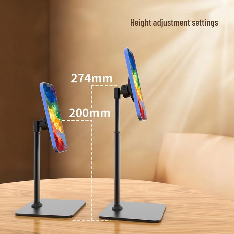 Retractable Magnetic Metal Desktop Stand for Phones/Tablets - Universal, Strong Suction, Multi-functional Mount for Live Streaming
