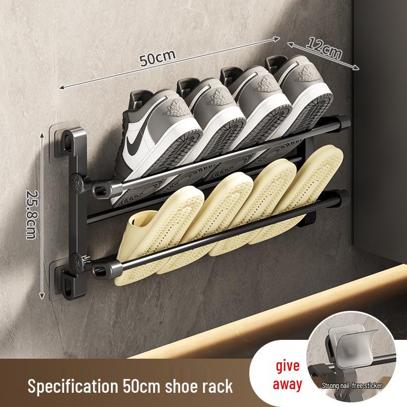 Foldable Wall-Mounted Shoe Rack for Behind-the-Door Storage