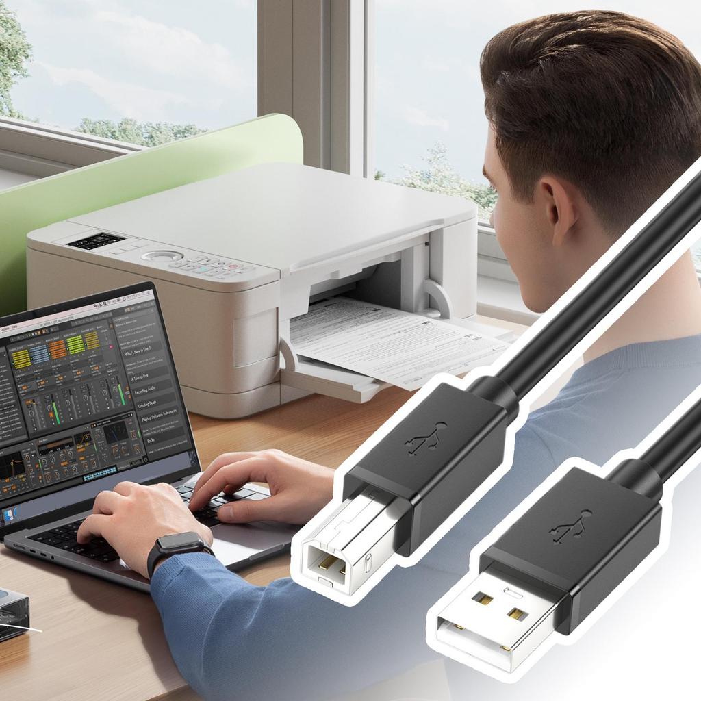 0.5/1/1.5/2/3M 7ft High Speed USB 2.0 Cable Male a To B Printer Cord for Computer Laptop Keyboard Printer Monitor Home Use