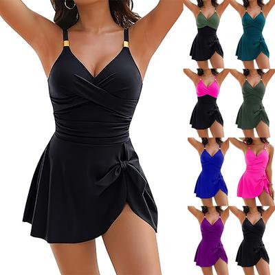 Robe de bain pour femme Contrôle du ventre Sexy Une pièce Amincissante et Confortable Froncée et Croisée Maillot de bain Élastique Vêtement de plage