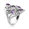 Natürlicher Amethyst, 4 x 4 mm, runder Edelstein, 925er-Sterlingsilber, Blatt-Ring mit filigranem Design für Frauen und Mädchen