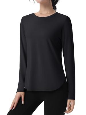 KEFITEVD Long Sleeve Sports UPF Yoga Running Side Solid Size M Women's T-Shirt, 80+, Top, Quick-Drying, Breathable, Fitness, Shirt, Split, Color,