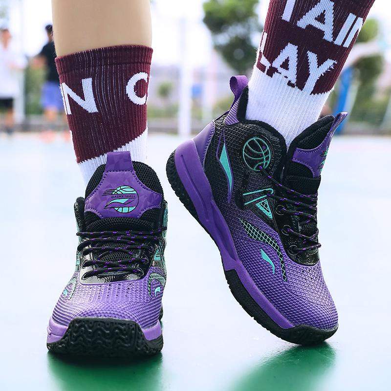 Autumn / Winter Leather Super Fiber Leather Children's Basketball Shoes with Plush Insulation for Teenagers' Casual Basketball Sports Shoes