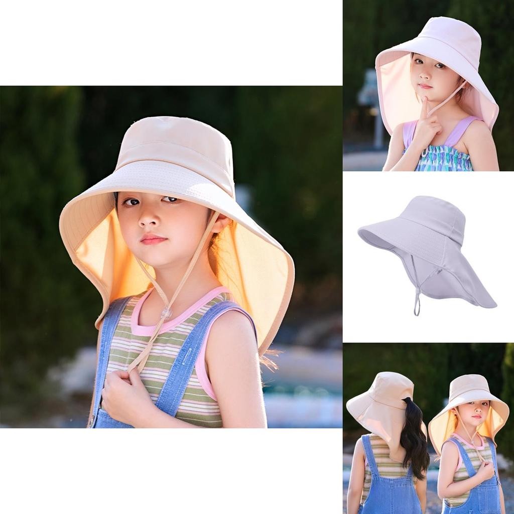 Kinder Sommer Outdoor Sonnenhut mit breiter Krempe und Nackenschutz für Mädchen und Jungen