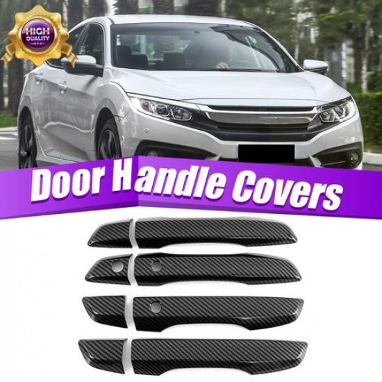 Handle Covers Front Smartkey For 2016-2021 Honda Civic CARBON FIBER BLACK 4 Door