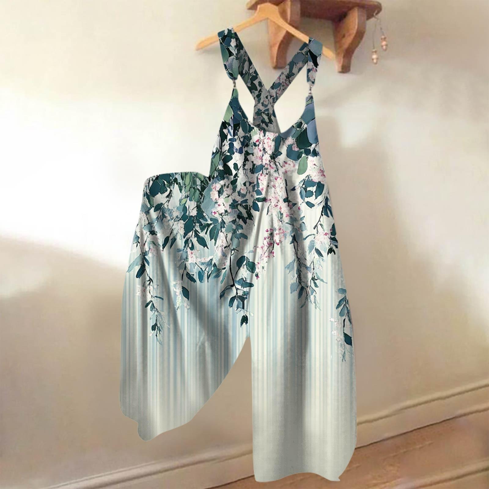 

Широкие комбинезоны для женщин, повседневные свободные комбинезоны без рукавов, ретро-принт, металлические пуговицы, длинные брюки, комбинезон с карманами XXL зелёный