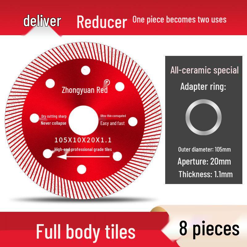 Zhongyuan Red Diamond Tile Cutting Blade for Chip-Free Dry Cutting of Vitrified and Porcelain Tiles
