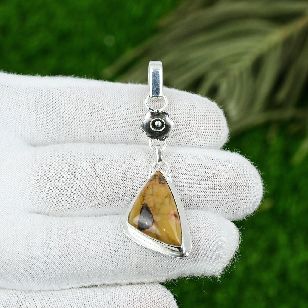 Natural Bauxite Gemstone Pendant 925 Sterling Silver Indian Jewelry For Girls