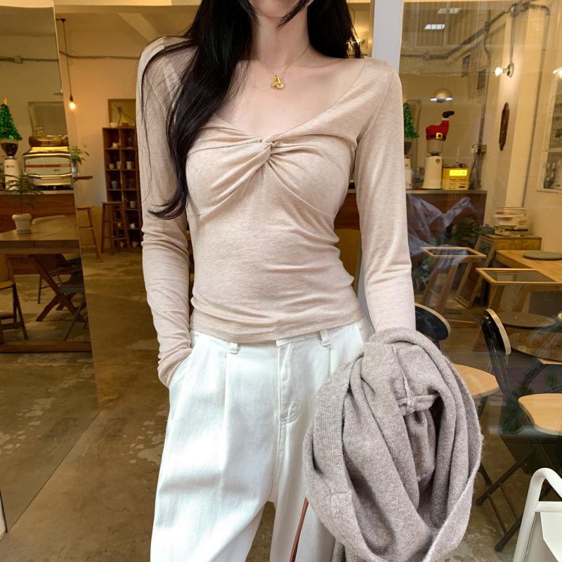 Lyocell Tencel Pleated V-Neck Inner Layer Shirt - Winter New Arrival XL