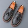New Black Brown Tassels Loafter Genuine Leather Casual Shoes For Men Designer Formal Wedding Dress Homecoming Footwear