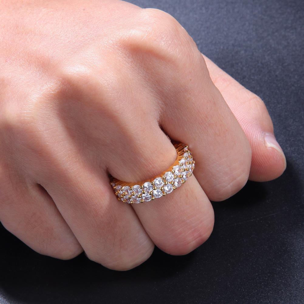 Trend Double-row Zircon Ring, Men's and Women's Ring, Couple's Jewelry, Nightclub Ring, Evening Reception Accessories