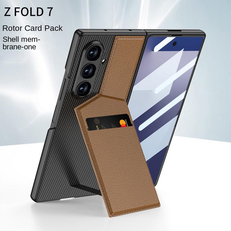 

Leather Stand Holder with Credit Card Slot Glass Protector Phone Case for Samsung Z Fold 7 Galaxy Z Fold7 Lens Protect Cover Galaxy Z Fold7