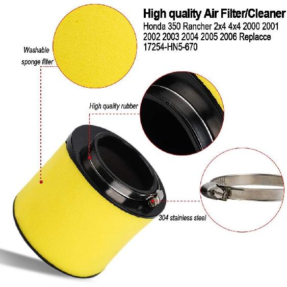 HIFROM ATV Air Filter Element Cleaner with Oil Fitler Compatible with 2004-2007 Honda Rancher 400 TRX400 TRX400FA TRX400FGA Replacce 17254-HN5-670