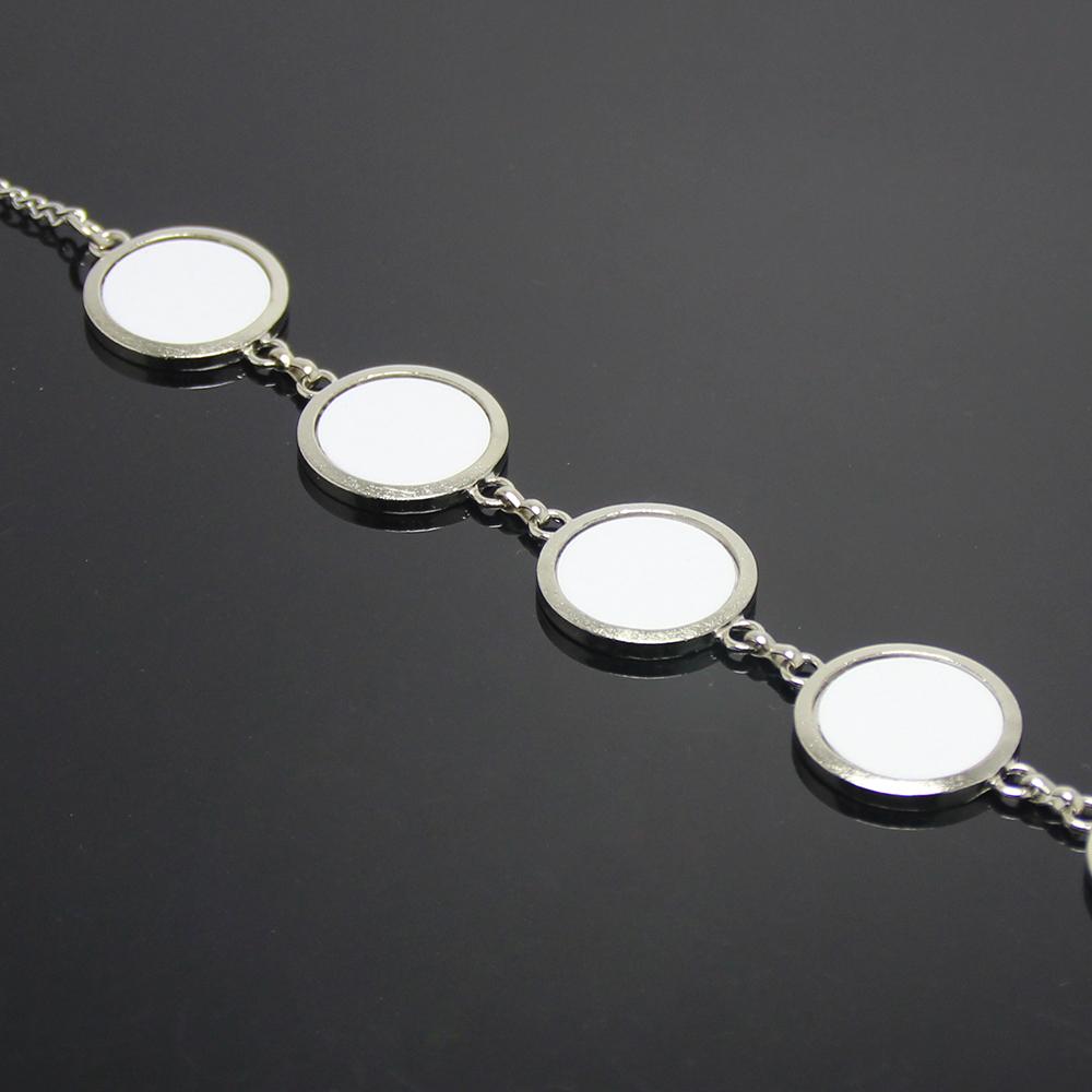 DIY Sublimation Ornament White Bracelet Pendant Jewelry Wedding Love Souvenir Gifts Round Metal Sublimation Blank Charm Bracelet