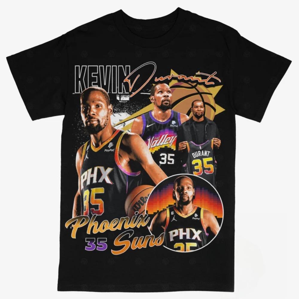 Kevin Durant Tee Phoenix Suns Cotton Tshirt Vintage Short Sleeves Sports Basketball Fans Training Tees Summer Kids/Men's T-shirt