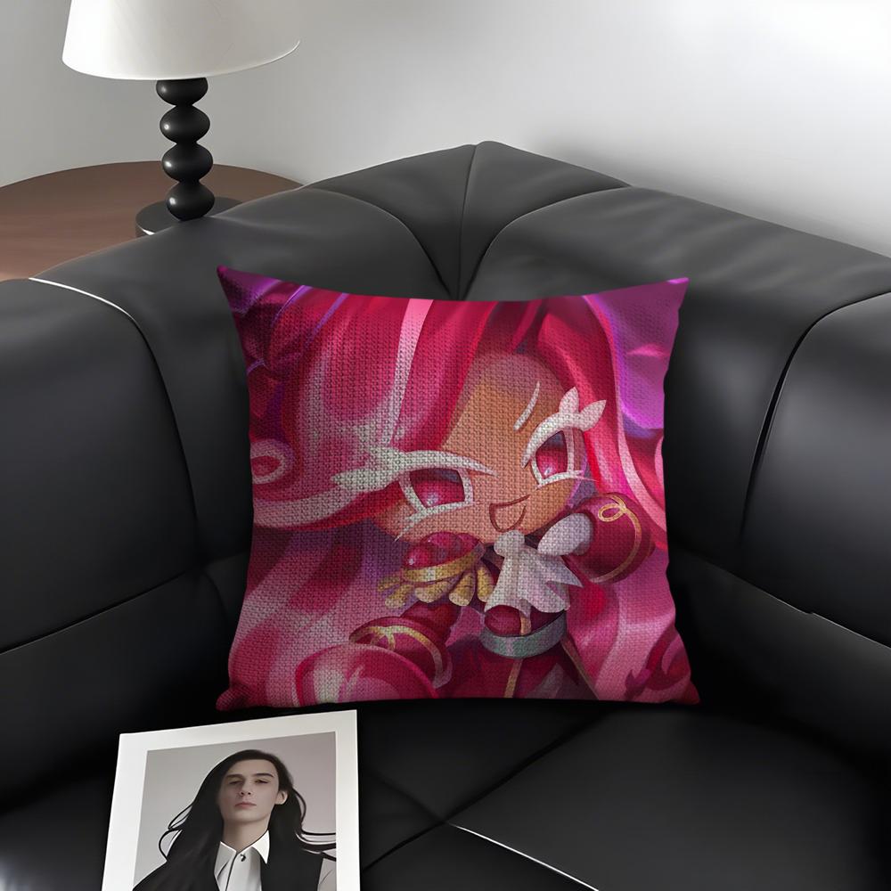 CCookie RunN Kingdom Cartoon Cushion Cover Natural Linen Organic Fabric DoubleSided Printing Sofa Home Decor Gift Pillow Case