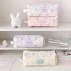 Polka Dots Bow Pencil Bag Large Capacity Multi-Function Stationery Storage for School Office Travel Cosmetic Organizer