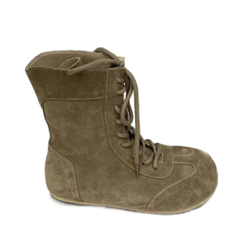 Flats Women Short Boots Fashion Lace Up Suede Casual Shoes 2025 Winter Sneaker Designer New Trends Ankle Boots Cozy Zapatillas