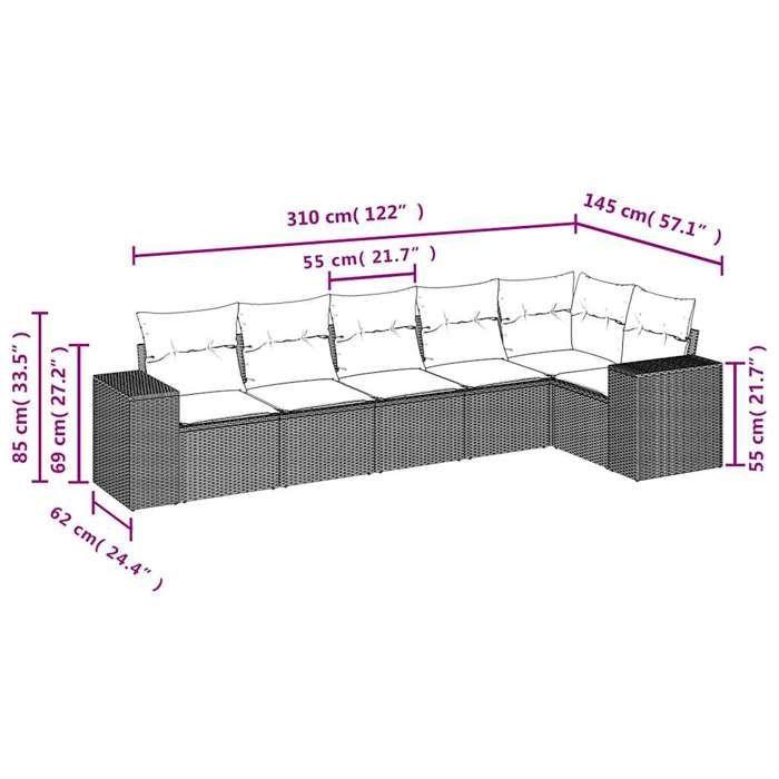 VidaXL Garden Lounge Set with Cushions 6 Pcs, Patio Sofas, Patio Furniture Set, Outdoor Furniture, Black 3222584
