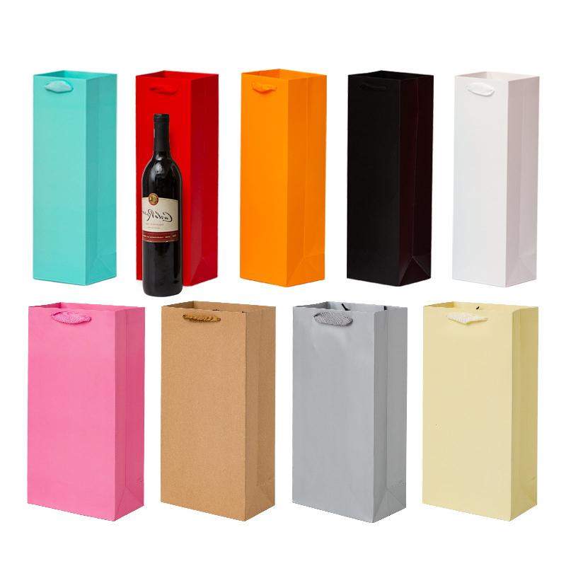 10Pcs Red Wine Packaging Paper Bags Single And Double Wine Thick Reinforced Handbag Festive Beverage Dry Red Decoration Gift Bag