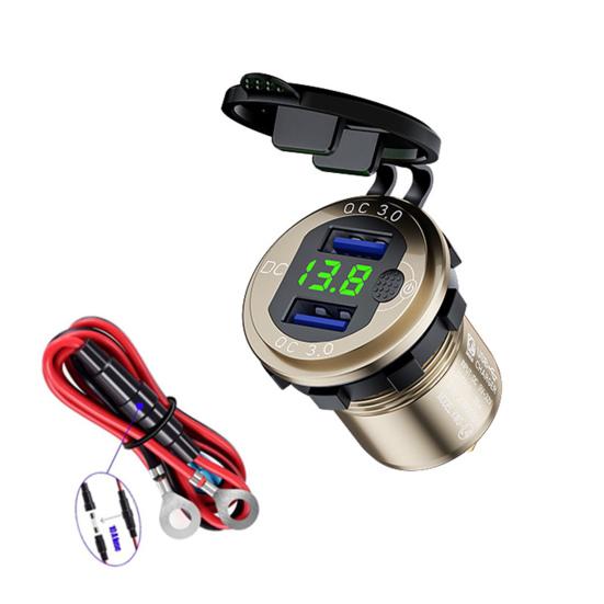Car Charger Dual USB Quick Charge Waterproof 36W QC3.0 12-24V