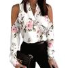 Langärmeliges Off-Shoulder Hemd mit Aufdruck