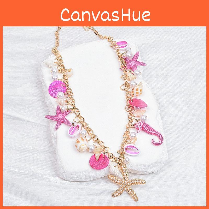 Trendy Coastal Shell Pendant Necklace With Electroplated Zinc Alloy Chain For Women