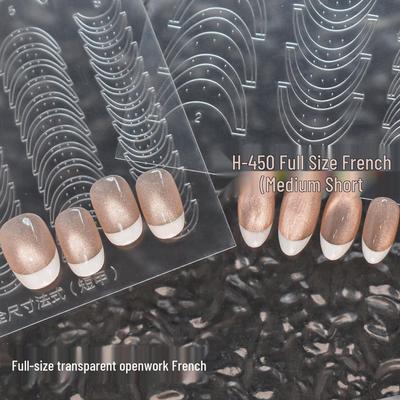 Reusable French Nail Art Stencil: Dual-Use Hollow Spray Paint Template & Double Eyelid Sticker