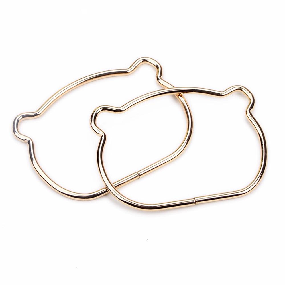 Asas metálicas semicirculares para bolsos tejidos - Diseño de cabeza de oso y gato