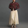 Women's Embroidered Daisy Cropped Bomber Jacket Long Sleeve Quilted Puffer Jackets Padded Coat Outerwear
