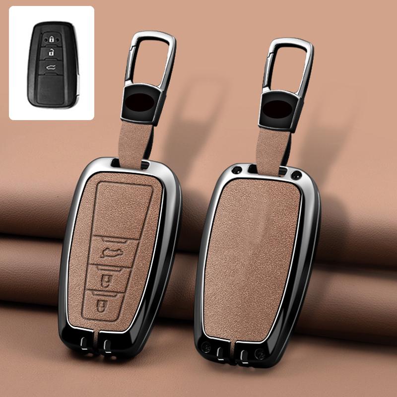 Zinc Alloy Leather Car Key Cover Housing Key Fob For Toyota Prius Camry Corolla C-Hr Chr Rav4 Land Cruiser Prado Key Fob