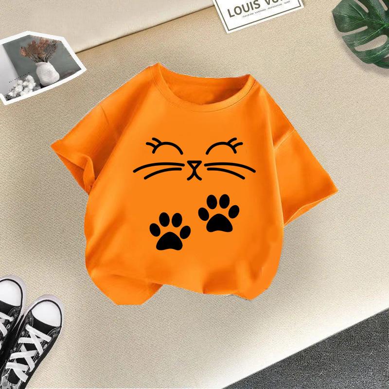 Girls' Cute Printed Loose Short Sleeve T-shirt - Summer Round Neck Top